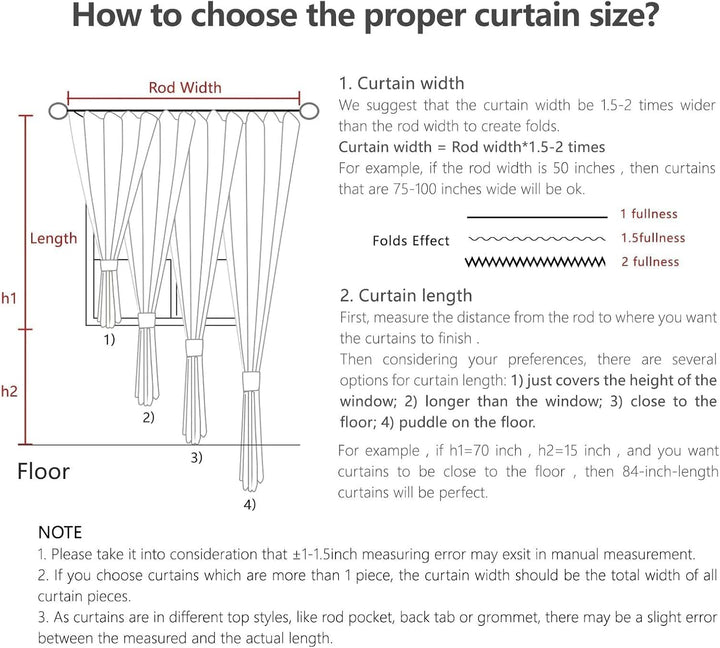 Joydeco Leinen-Vorhänge für Wohnzimmer, halbtransparente Vorhänge, 183 cm lang, Wohnzimmervorhänge,