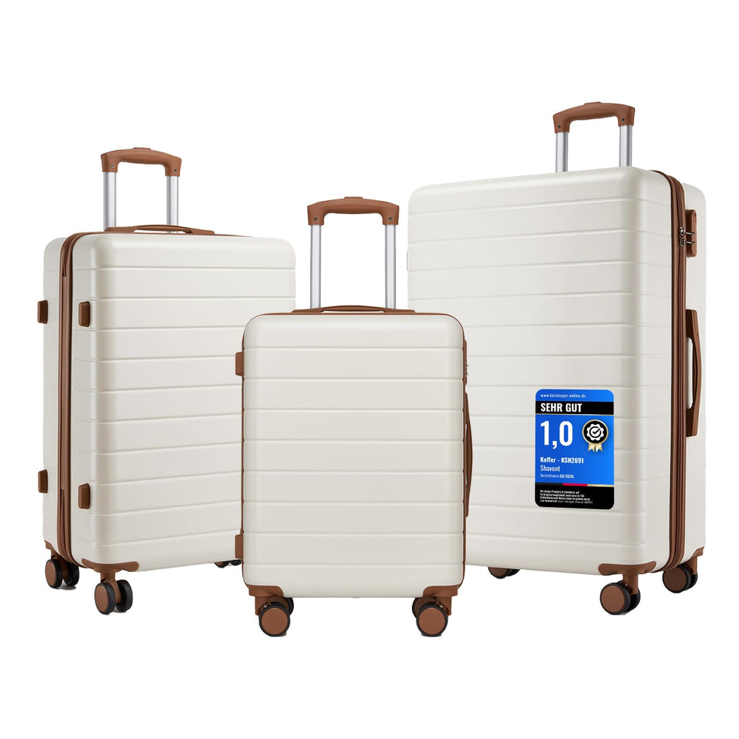 Koffer Set 3-teilig, Leichte ABS+PC-Hartschalenkoffer mit 4 Rollen | Leichte ABS+PC-Hartschale, pass