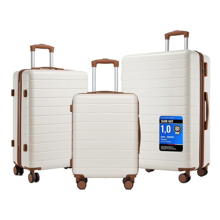 Koffer Set 3-teilig, Leichte ABS+PC-Hartschalenkoffer mit 4 Rollen | Leichte ABS+PC-Hartschale, pass