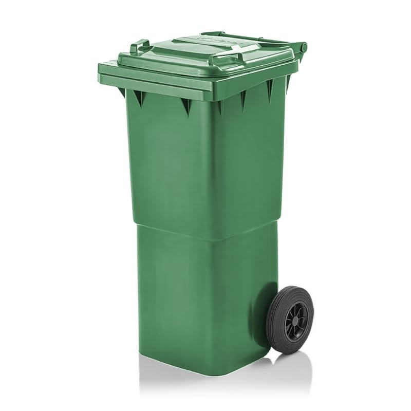 Mülltonne 60L mit Deckel und Rädern | Robuster Abfallbehälter aus HDPE | EN 840 Zertifiziert | UV-be