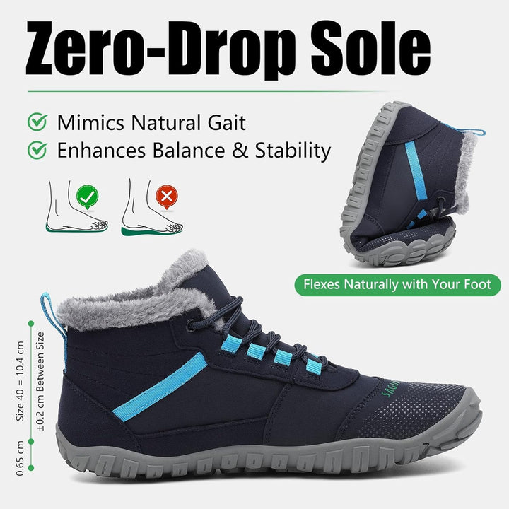 SAGUARO Winter Barfussschuhe Unisex - Warm Gefüttert, Breite Zehenbox, Zero-Drop-Sohle für Winterspa