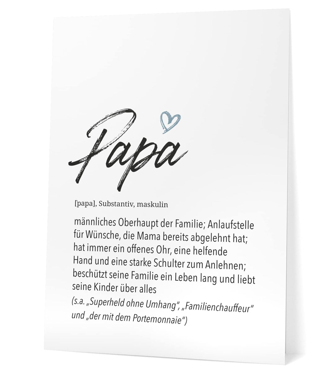 Papierschmiede® Herz Definition: Papa, DIN A1 (ca. 59x84 cm), Poster für Wohnzimmer, Schlafzimmer, W