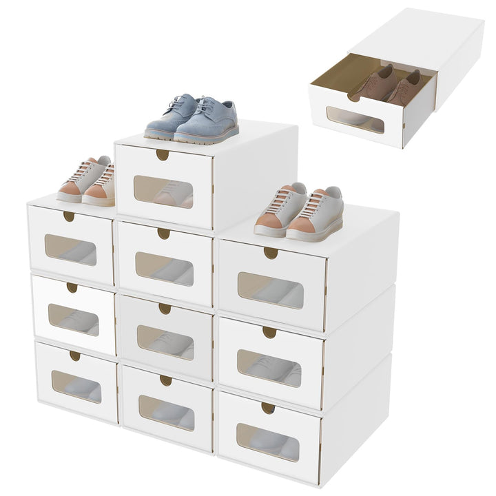 30 Stück Schuhboxen Stapelbar Boxen-Set,Aufbewahrungsbox Schubladen aus Pappe Karton,Schuhkarton Ord