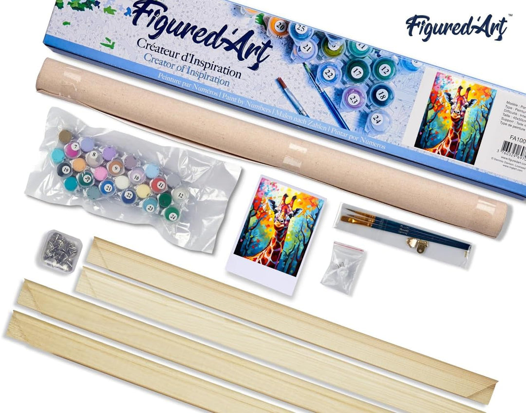 Figured'Art Malen Nach Zahlen Erwachsene Mit Rahmen Giraffe Farbenfroh Abstrakt - Paint by Numbers B