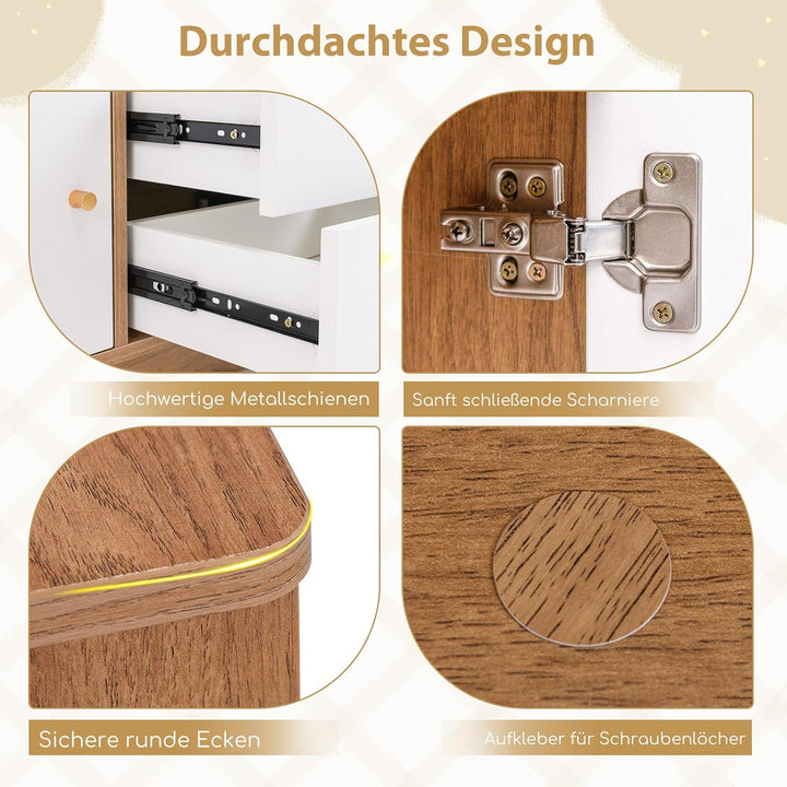 COSTWAY Spielzeugschrank Kinder, Kinderregal aus Holz, Kinderschrank mit 2 Schubladen & 2 Türen, Spi