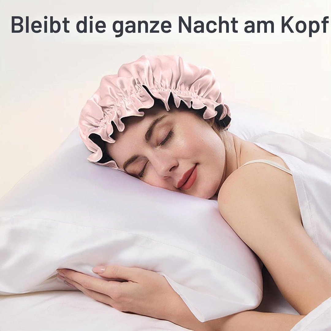ZIMASILK 100 % Maulbeerseide Nachtmütze für die Haarpflege von Frauen, doppellagiger Seidenhaarwicke