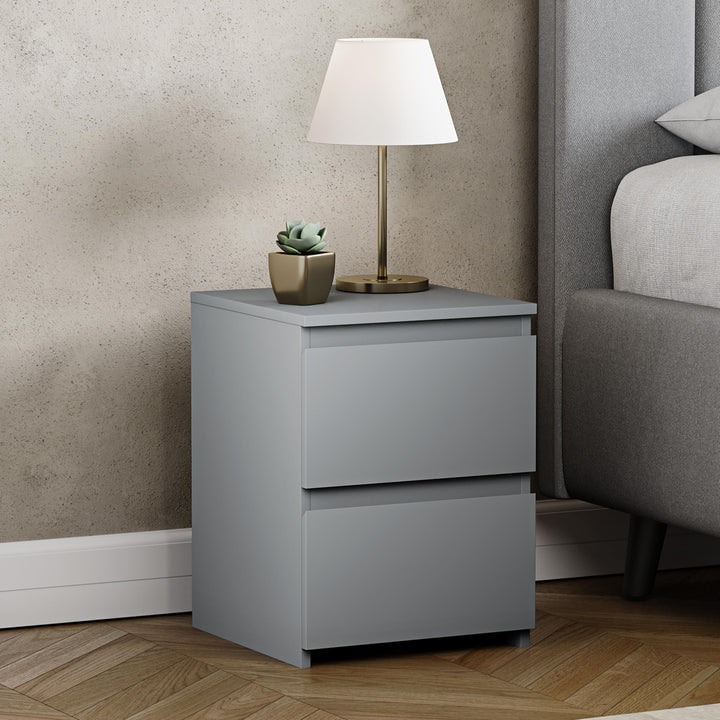 Vida Designs Denver Nachttisch, Kiefer, Grau, H: 40 x W: 29.5 x D: 29.5 cm, Grau