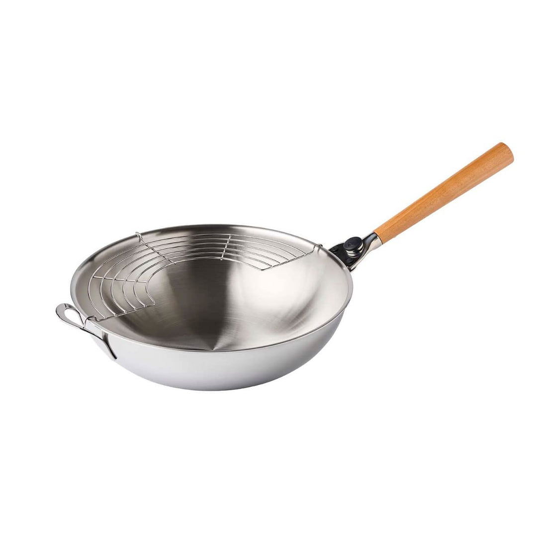 Mastrad O`Wok Gourmet - Wokpfanne aus Edelstahl - Für schnelles und gleichmässiges Erhitzen - Mit ab