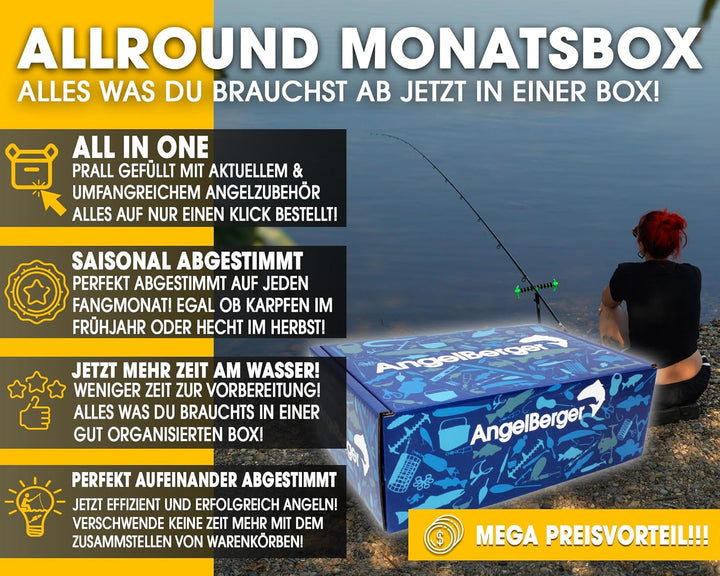 Angel Berger Pro Monatsbox Angelbox gefüllt mit Angelzubehör Promo Box Fishing Tackle Geschenk Angel