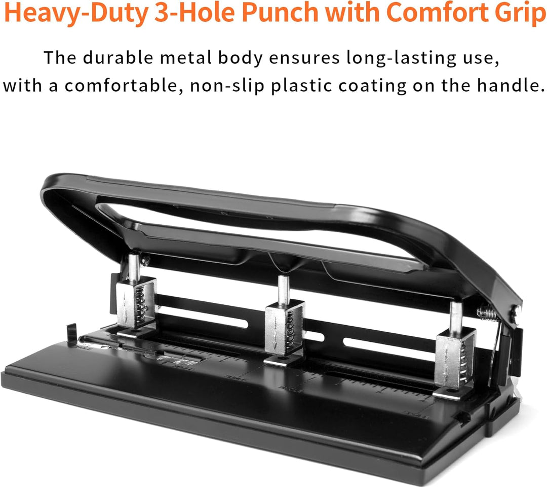 XOOL 3-fach Büro Locher für 40 Blatt, verstellbarer Locher aus Metall, Ergonomisches Design Büroloch