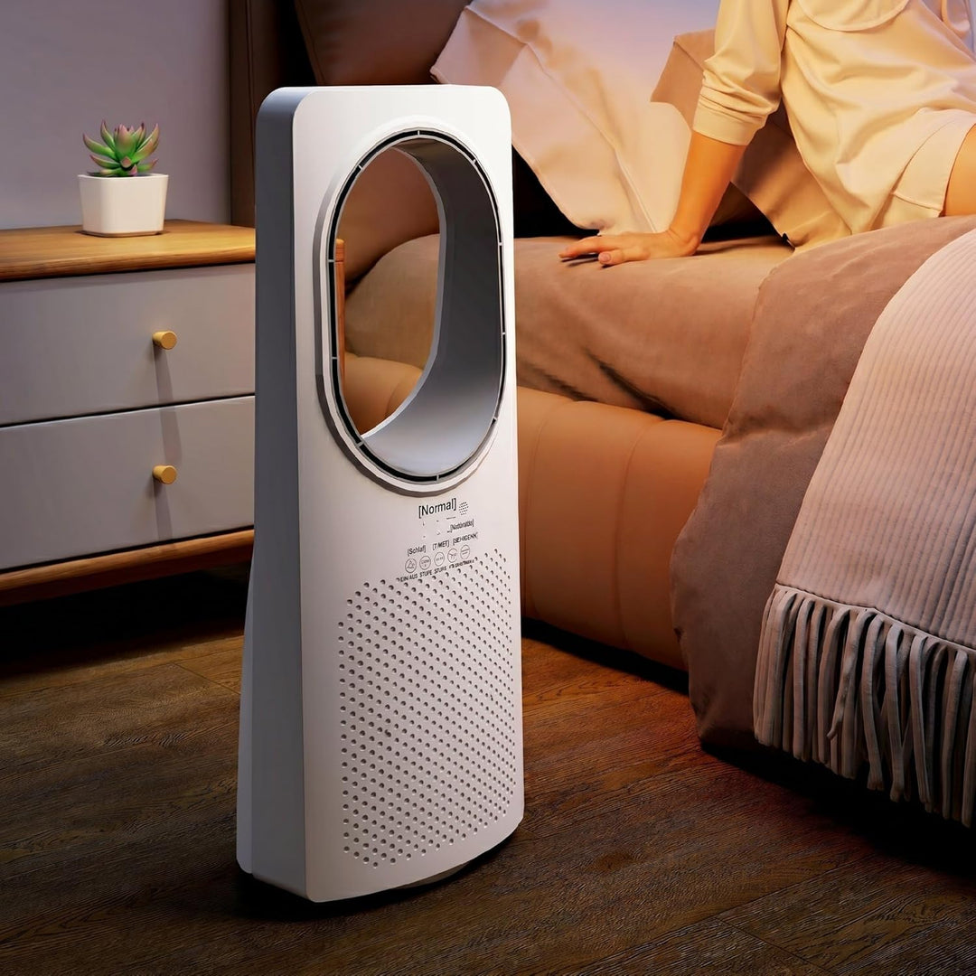 HOMCOM Bladeless Turmventilator für Schlafzimmer, 36 dB Standventilator mit 45° Oszillation, 3 Gesch