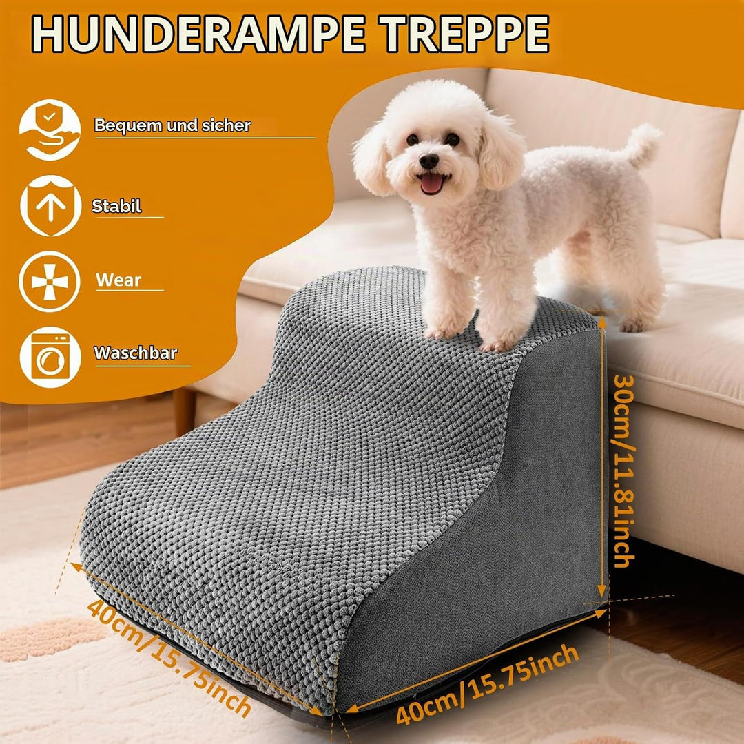 Hunde Treppe Bett 2 Stufen Haustiertreppe 30cm Hoch für Kleine Hunde Hundetreppe mit Waschbarem Bezu