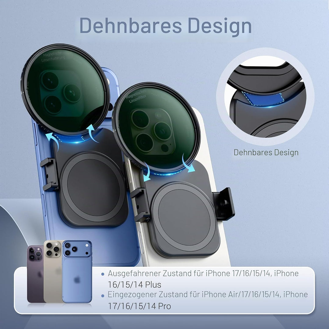 JJC 67 mm Handy-Filterhalterungsadapter mit variablem ND2-128 (7 Blendenstufen) Neutraldichte-ND-Fil