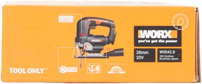 WORX NITRO WX542.9 Akku-Pendelhub-Stichsäge 20V - Bürstenloser Motor - Profi Stichsäge Mit Absaug-Ad