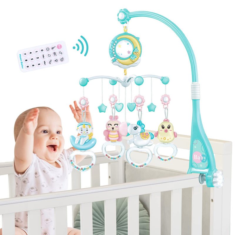 Mobile Baby, Mobile Babybett Elektrisch mit Musik Licht und Timing-Funktion Projektor, Babys einschl