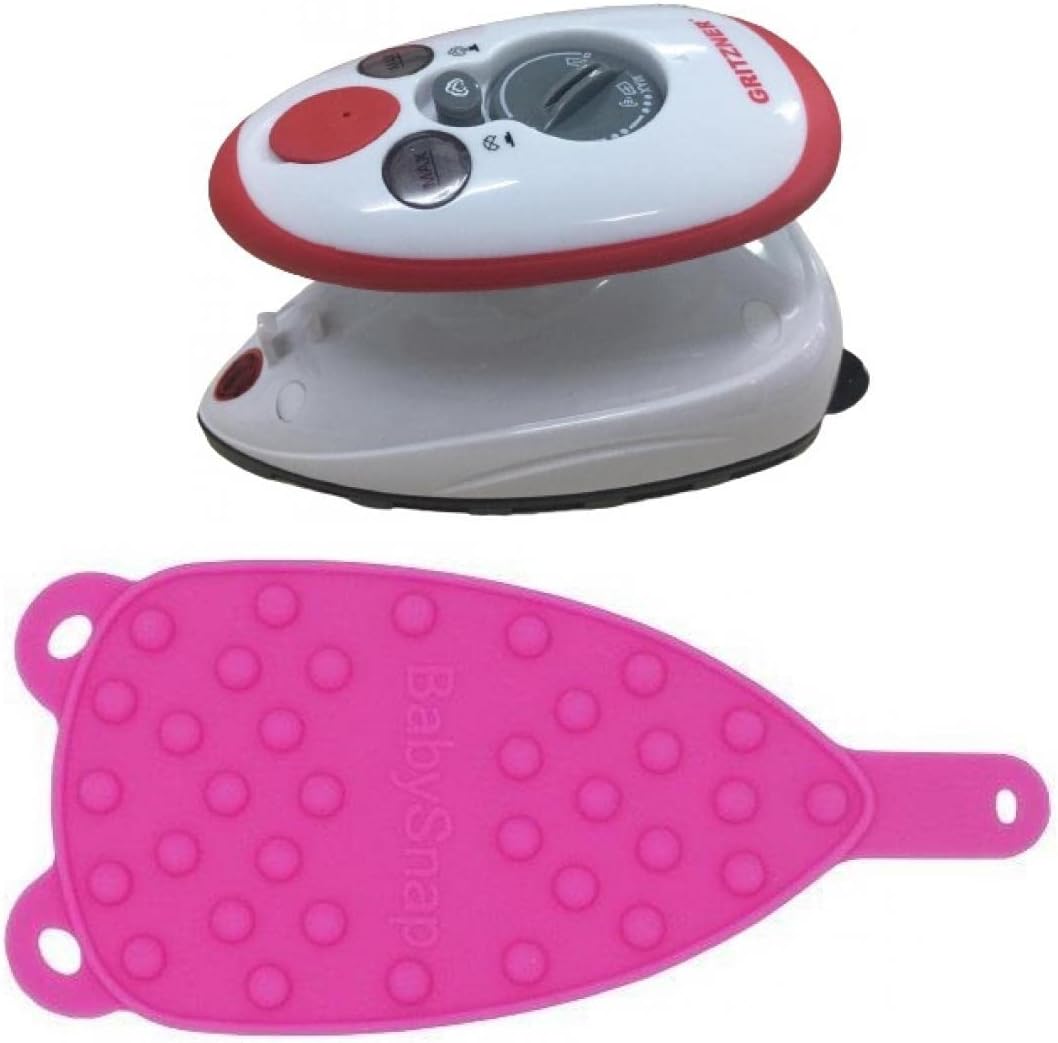 GRITZNER 636 mini Bügeleisen (rot) (Gritzner 636 + pinke Ablage), Gritzner 636 + Pinke Ablage