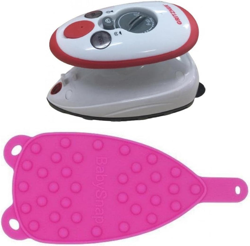 GRITZNER 636 mini Bügeleisen (rot) (Gritzner 636 + pinke Ablage), Gritzner 636 + Pinke Ablage