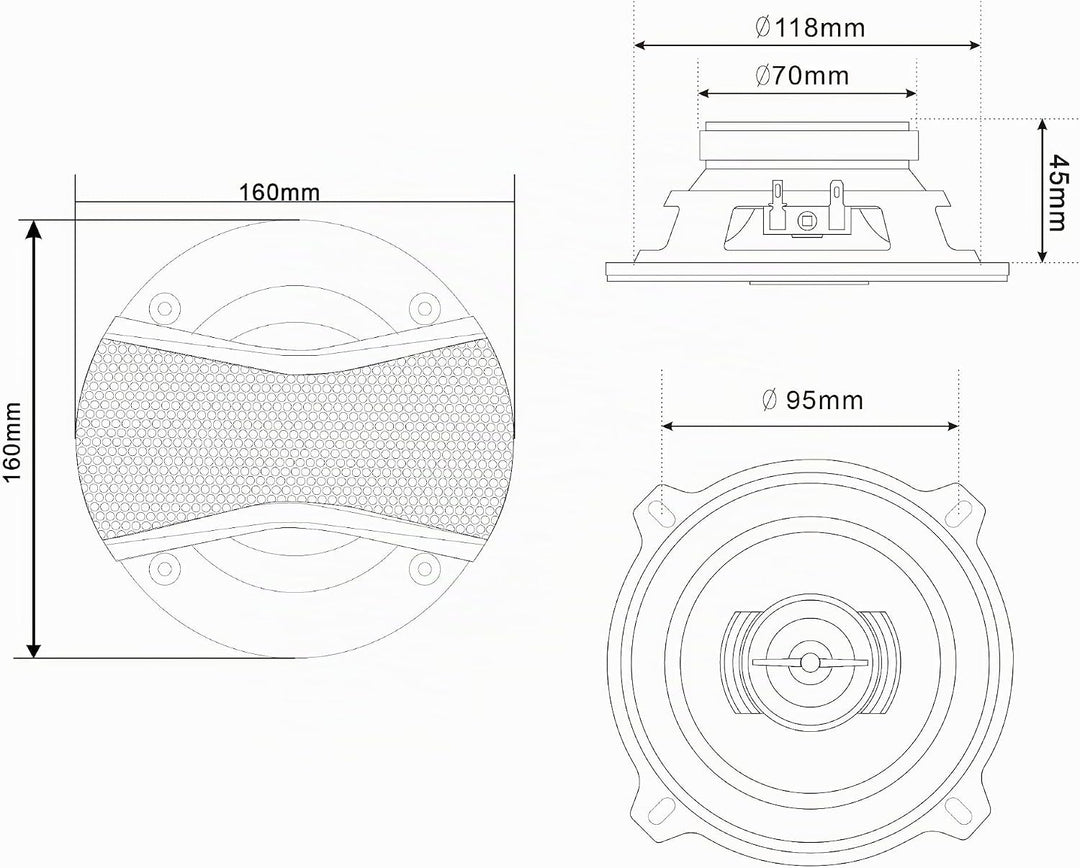 Caliber Auto Lautsprecher Set 100W - 2er Set Lautsprecher Auto - Koaxial Lautsprecher 2-Wege - Inklu