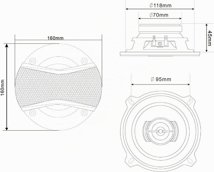 Caliber Auto Lautsprecher Set 100W - 2er Set Lautsprecher Auto - Koaxial Lautsprecher 2-Wege - Inklu