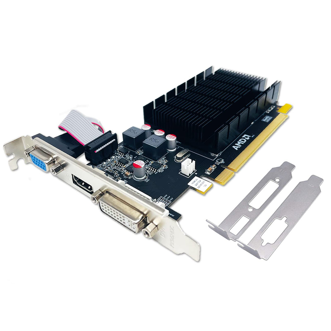 QTHREE Radeon HD 5450 Grafikkarte, 2 GB, GDDR3, 64 Bit, DVI HDMI VGA, Low Profile, PCI Express x16,