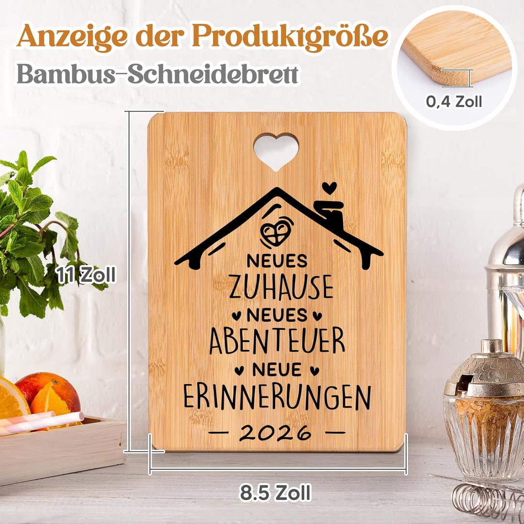 Einzugsgeschenke Haus, Geschenk zum Einzug - Bambus Schneidebrett, Einzugsgeschenke Wohnung, Geschen