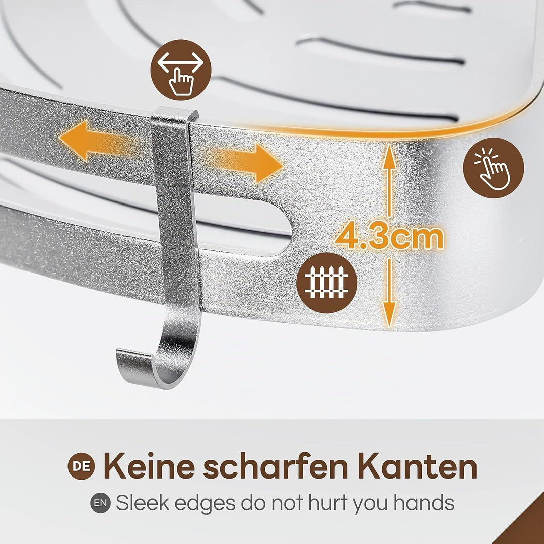 Yorbay Duschregal ohne Bohrung mit Montagestoff, Duschablage Ecke Ohne Bohren, Dreieck Badregal aus