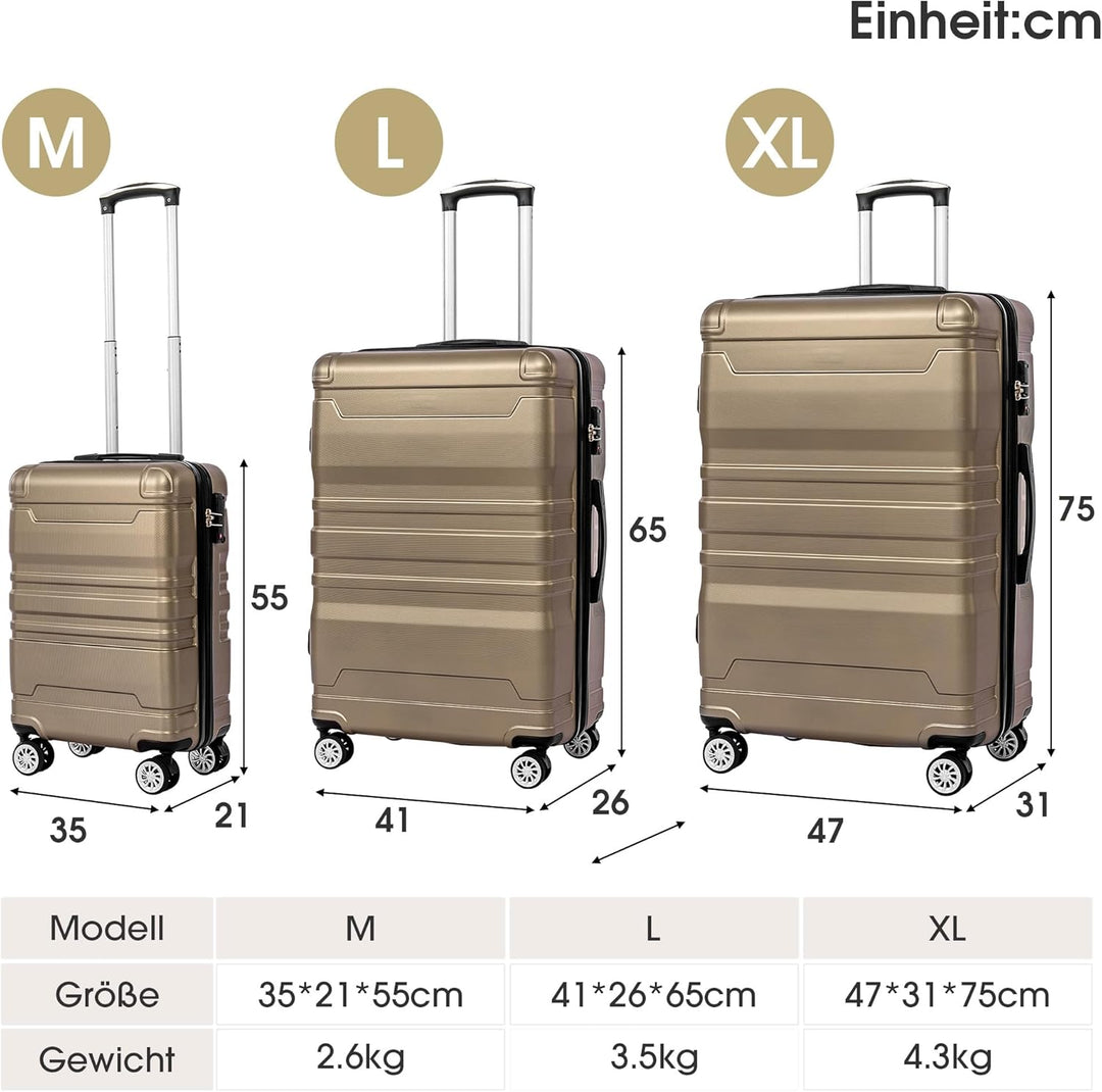 Merax Hartschalenkofferset Hartschalenkoffer Reisekoffer Set, Trolley Koffer mit TSA-Schloss und Uni