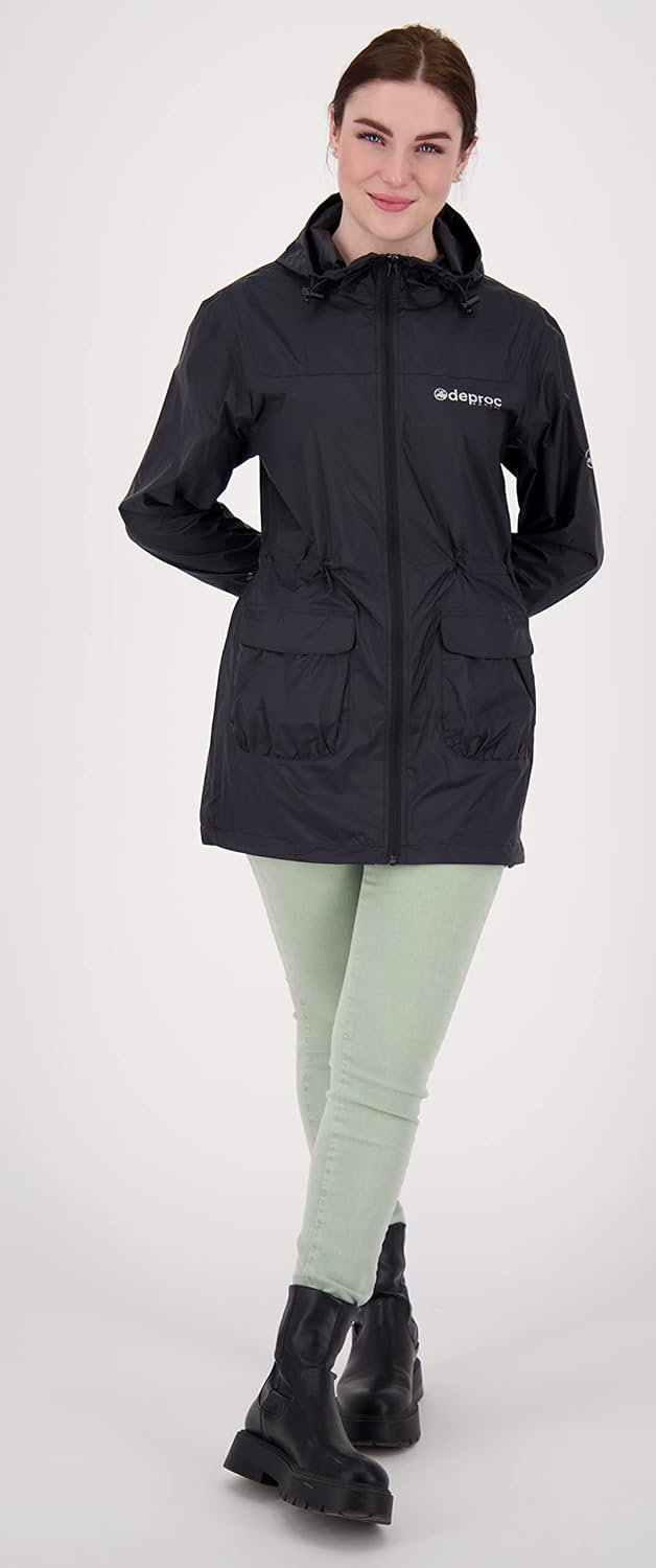 DEPROC-Active Damen Regenmantel Kapuze Wasserdicht Wetterfest Windbreaker Übergangsjacke Lynn Women