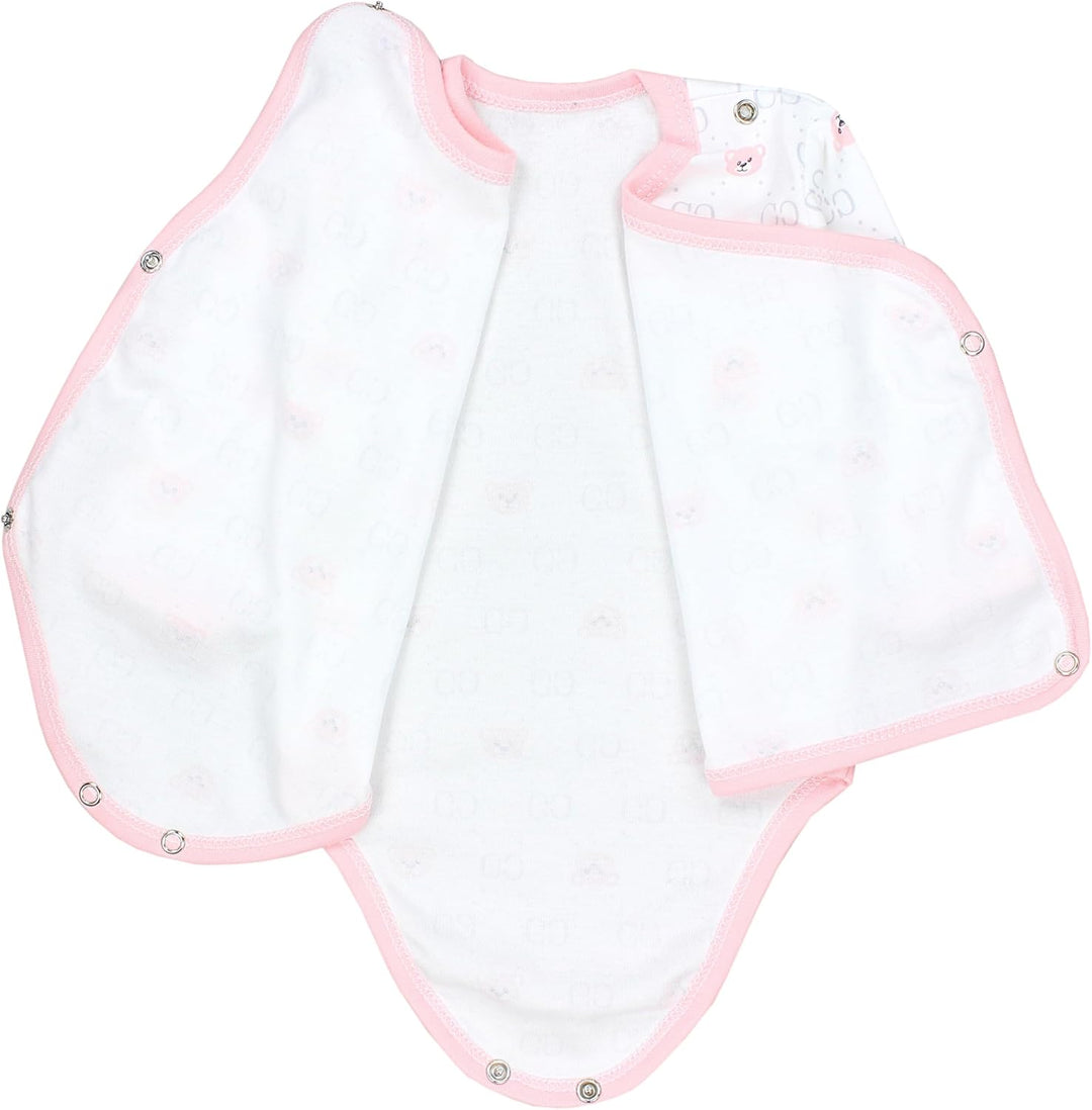 Baby Body Langarm – Wickelbody Langarm im 5er Pack aus Baumwolle für Mädchen und Jungen, Bärchen Ros