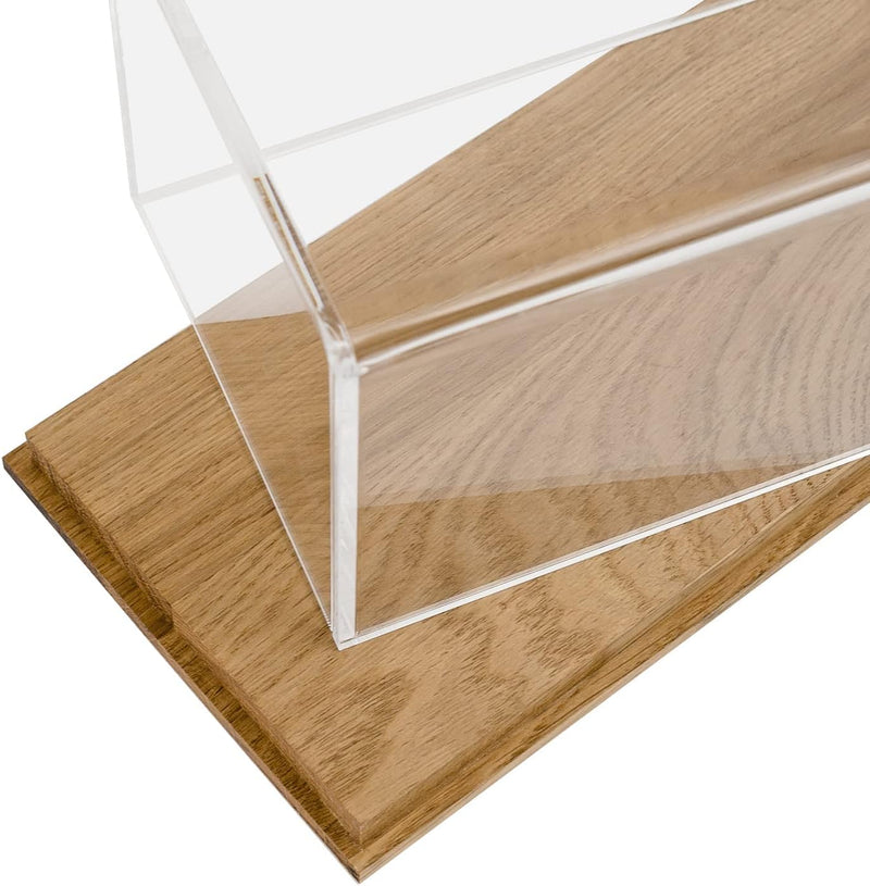 HMF 46881 Acryl Vitrine / Schaukasten mit Holzsockel für Figuren | 14 x 14 x 22 cm | Transparent 22