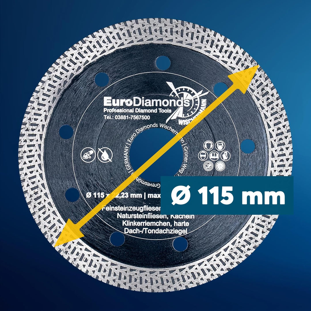 Profi Diamant Trennscheibe Granit SUPERCUT 115 mm x 22,2 für Fliese Feinsteinzeug Naturstein Dachzie