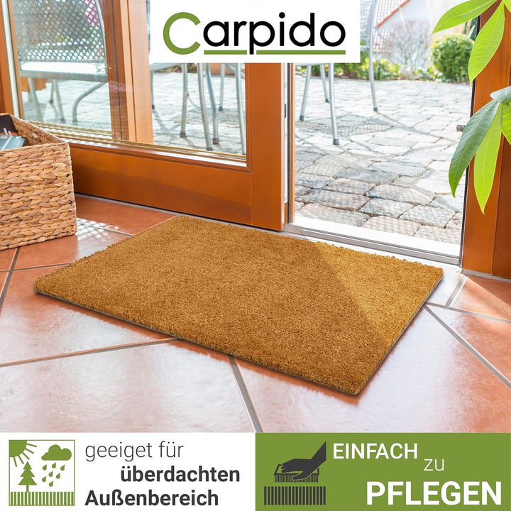 Carpido rutschfeste Kokosmatte - 60 x 90 cm 24mm Natur - Schuhmatte für Innen und für den überdachte