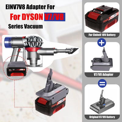 2-in-1-Adapter für Einhell 18V Lithium-Akku Convert to für Dyson V7/8 Handstaubsauger Akku Kompatibe