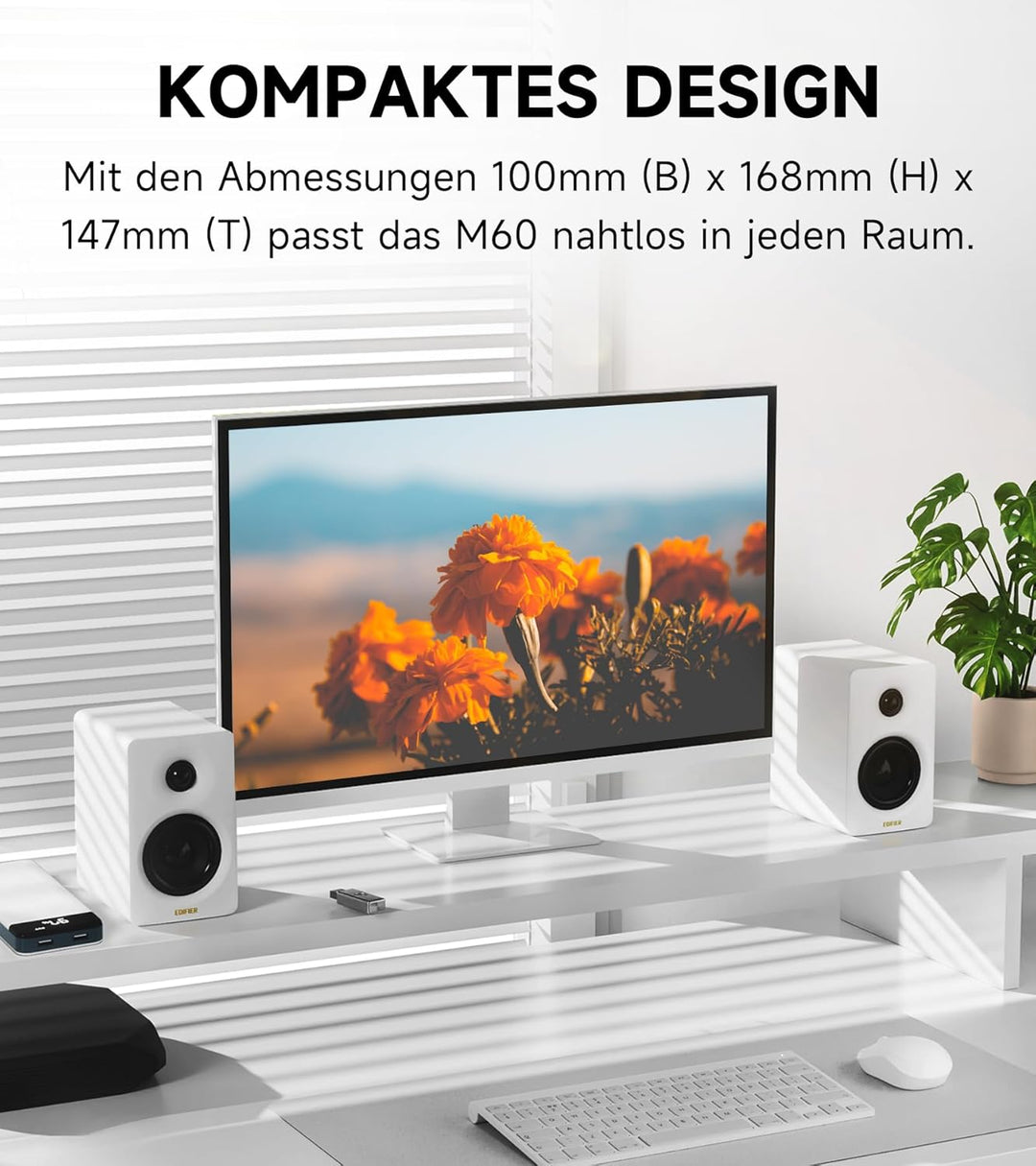 Edifier M60 Multimedia-Lautsprecher Bluetooth 5.3, 66W RMS, Hi-Res Audio & Hi-Res Wireless Audio, LD