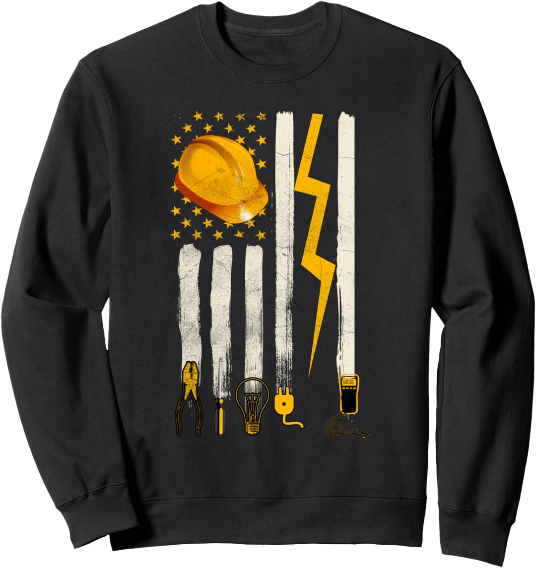 Elektriker Werkzeuge Patriotische amerikanische Flagge Sweatshirt