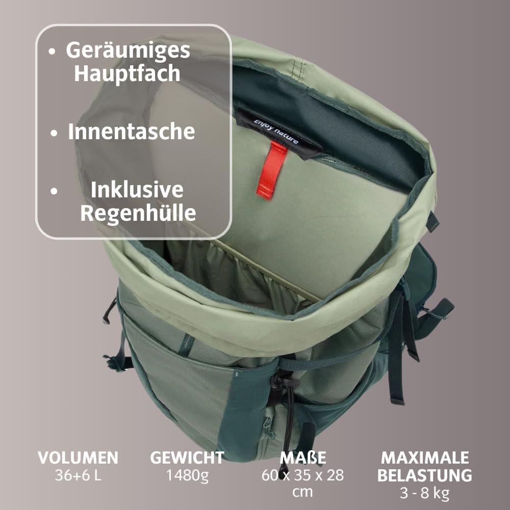 VAUDE Brenta 36+6 – Wanderrucksack fu?r Damen & Herren 42 Liter, Aeroflex 3D Belu?ftung & ErgoShape-