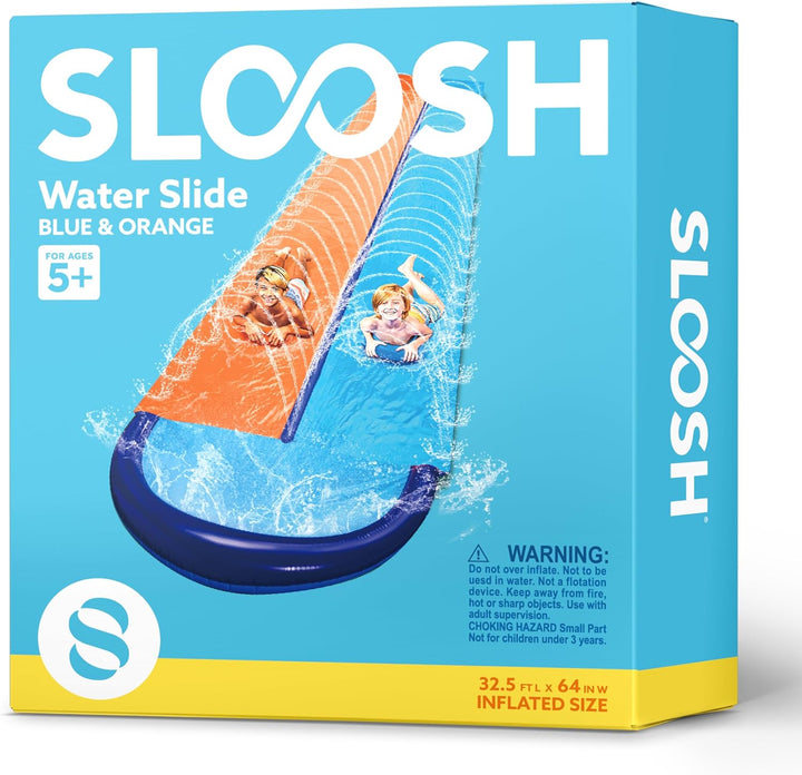 Sloosh 100 cm grosse Doppel-Wasserrutsche, robuste Rasenrutsche und Rutsche mit Sprinkler und 2 aufb