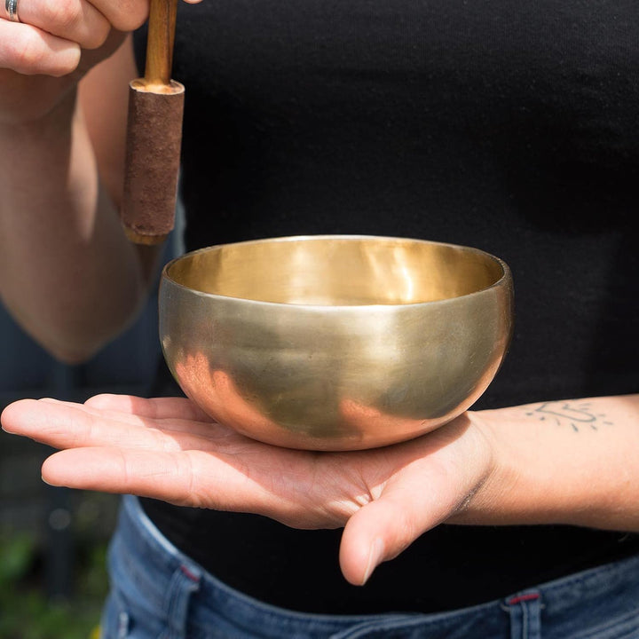 Tibetische Klangschale I ca. 400 g I für Achtsamkeit, Yoga, Meditation, Grundschule, Kindergarten I