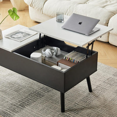 JanflyHome Höhenverstellbarer Couchtisch, Couchtisch, Hubplatte Couchtisch, Couchtisch mit Schiebepl