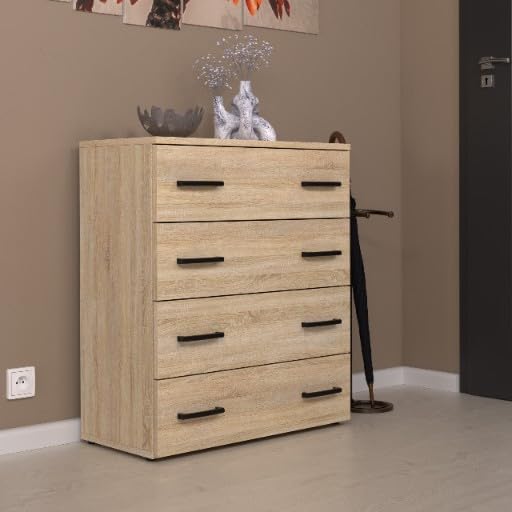 MRBLS_HOME Schuhschrank 71,2 x 82,9 x 35 cm (B/H/T) – Schmale Kommode mit 4 Klappen - Aufbewahrungsk