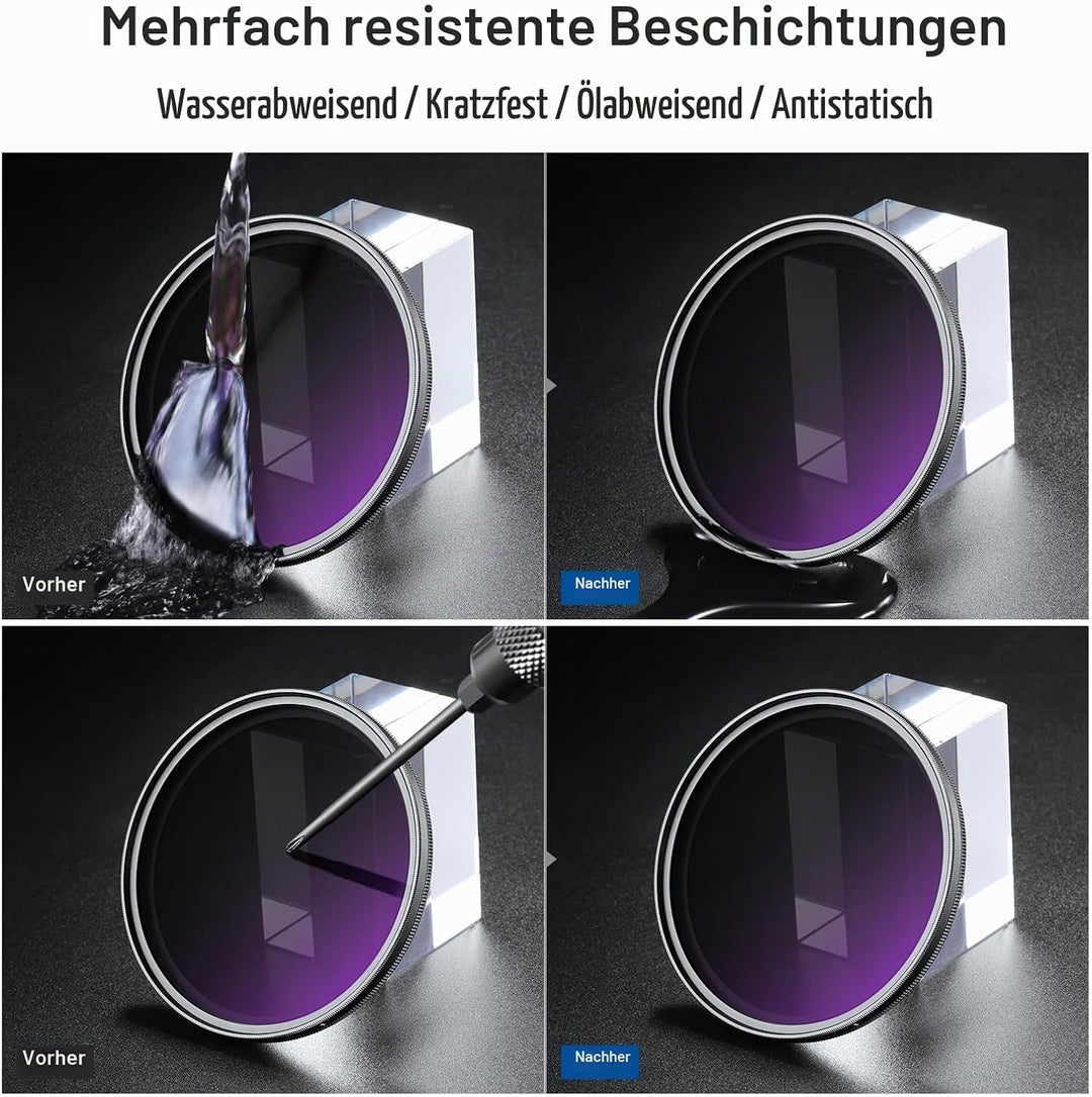 NEEWER 72mm ND2-400 (1-9 Stop) Variabler ND Filter mit Objektivdeckel Trageband Reinigungstuch präzi