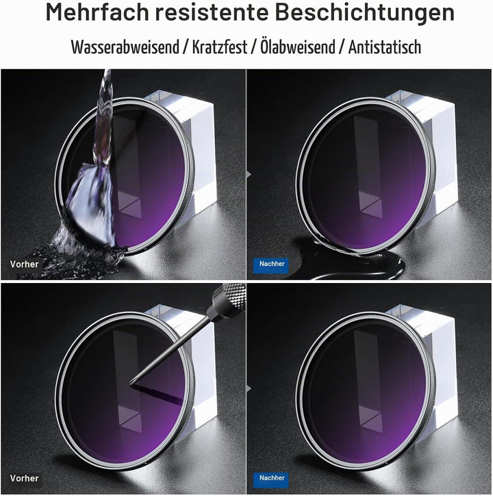 NEEWER 72mm ND2-400 (1-9 Stop) Variabler ND Filter mit Objektivdeckel Trageband Reinigungstuch präzi