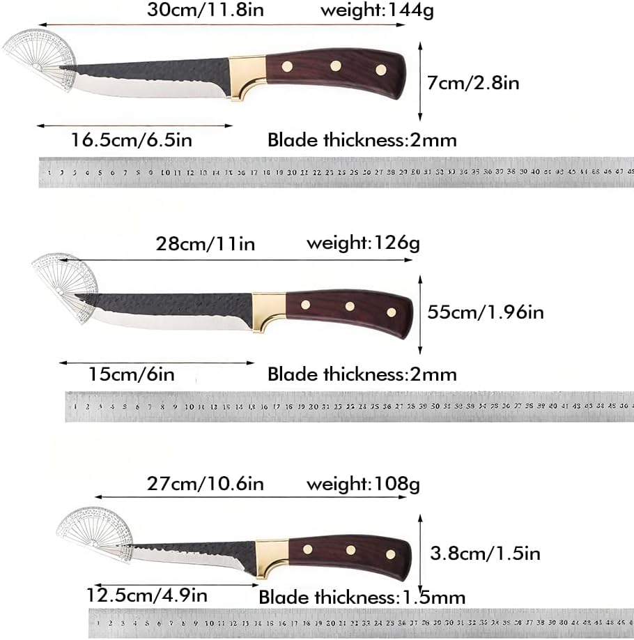 KEPEAK Profi Schlachtermesser 3-Teilig Metzgermesser Set-Filetiermesser &amp; Hackmesser &amp; Schälmesser e