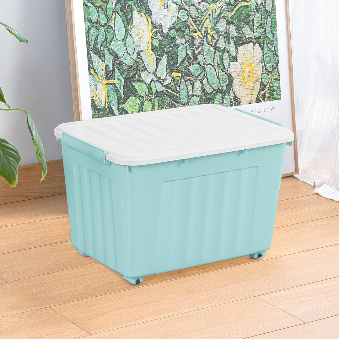 Cetomo,55L,3er-Pack, Aufbewahrungsbox mit deckel,Aufbewahrungsboxen, mit Clips, stapelbar, Wohnzimme