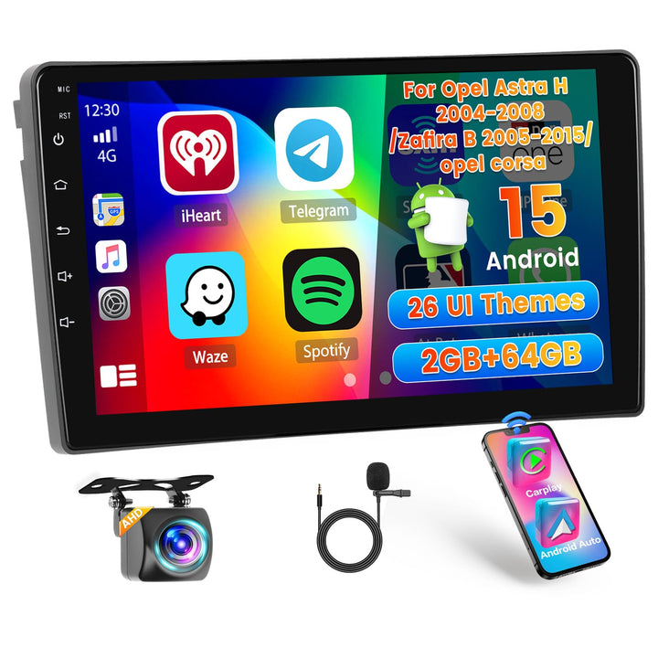 [2G+64G] Hikity Autoradio Für Opel Astra H 2004-2008 Zafira B 2005-2015 Android 15 Wireless Carplay