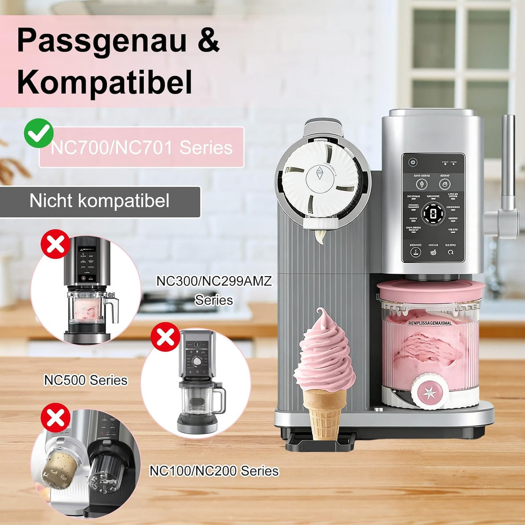 4 Stück Behälter für Ninja Swirl CREAMi 480 ml Eisbehälter - Eismaschine Zubehör für Ninja NC700/NC7