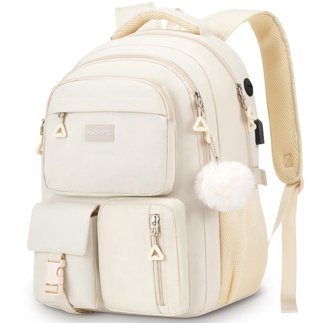 kadilong Rucksack Mädchen Teenager Rucksack Laptop Damen Schultasche Frauen Schulrucksack mit USB La