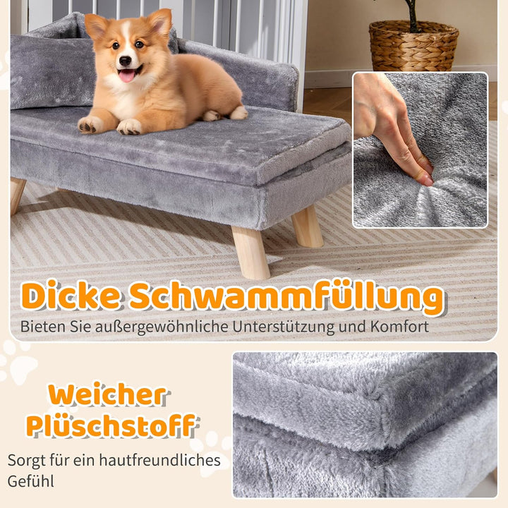 COSTWAY Katzensofa Luxus, Katzenbett erhöht, Katzencouch mit 2 abnehmbaren Kissens, Rückenlehne &amp; Ho