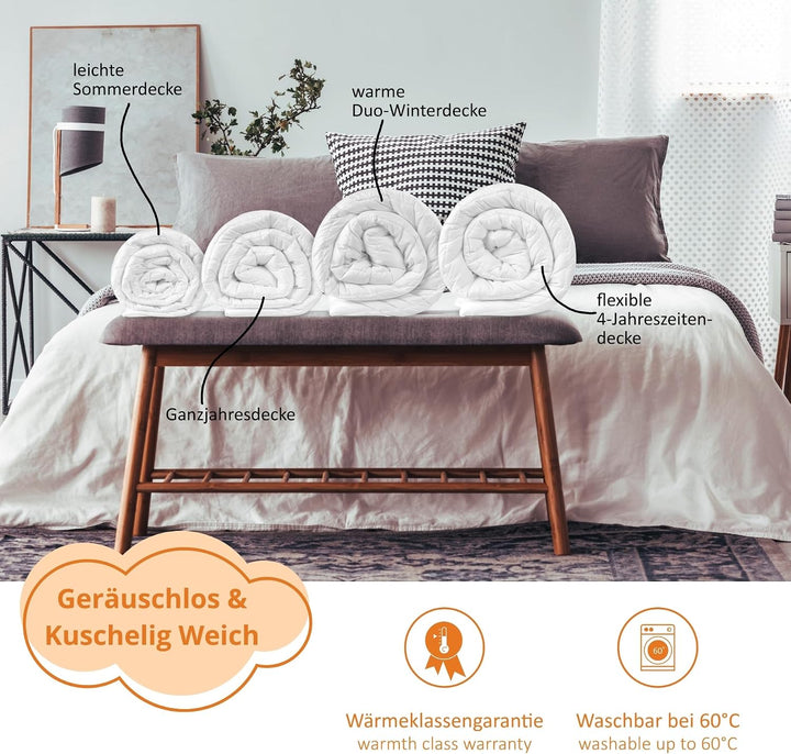 sleepling 196151 Bettwaren Set | 2 x Kopfkissen 80 x 80 cm + Winter Bettdecke 200 x 200 cm | warme W