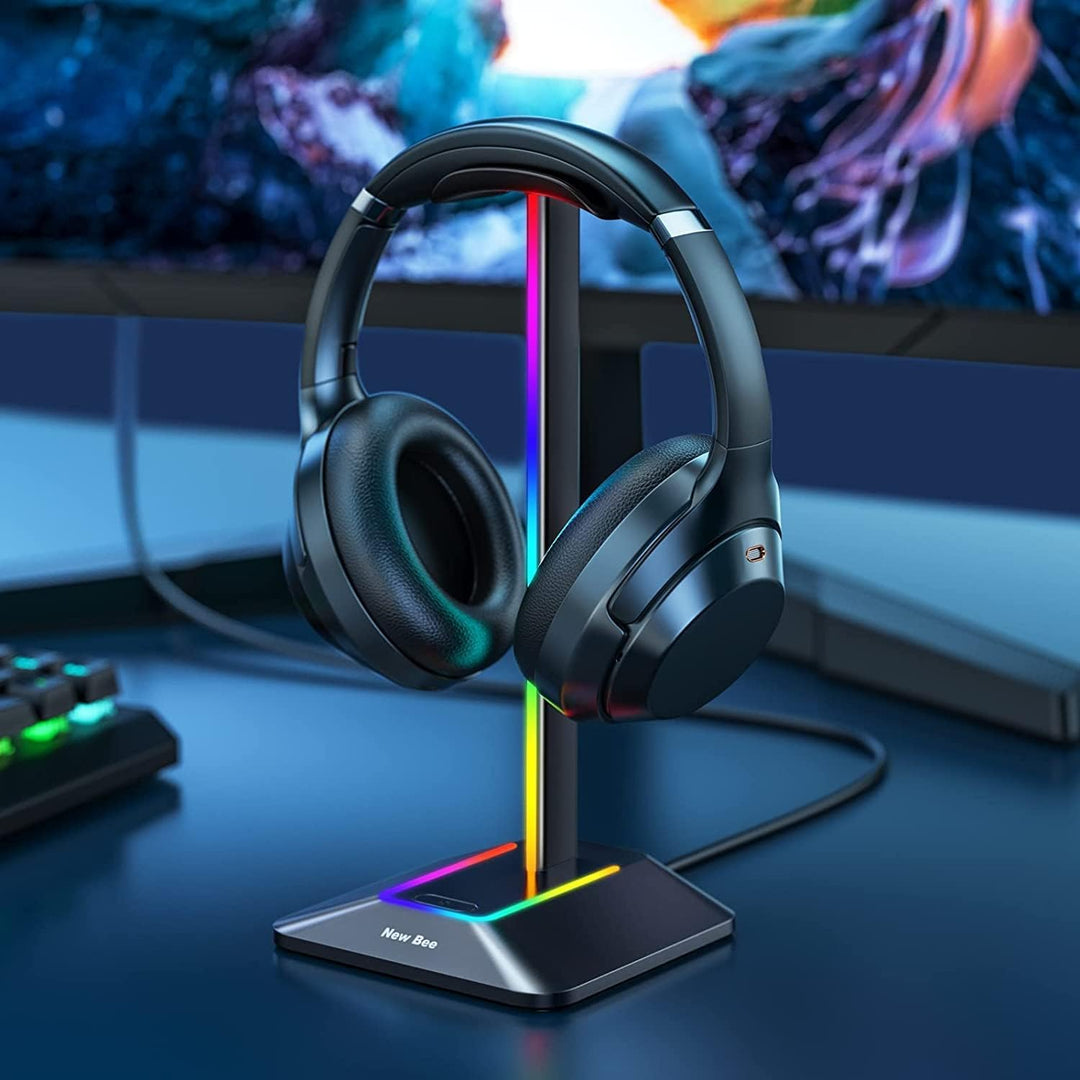 New bee RGB Kopfhörer Ständer,Gaming-Headset-ständer Headset Halterung Wireless Charge Kopfhörer Hal